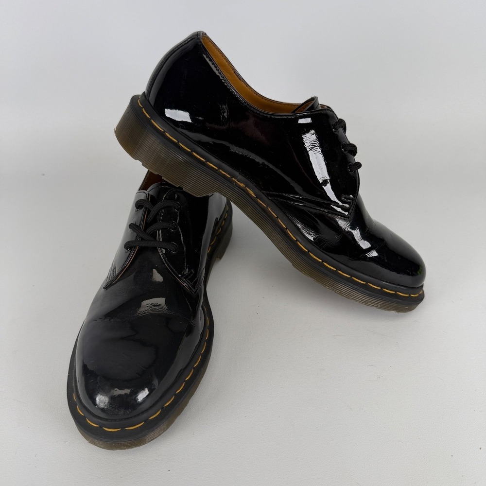 Dr. Martens Womens 10L Black Patent Laceup Oxford‎ Shoes 10084